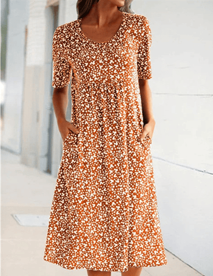 Alisha - Floral Dress with Round Neck