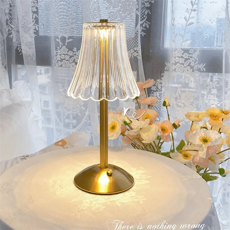 Draadloze Tafellamp met Kristaldecor en Dimbare Verlichting - GlamLight