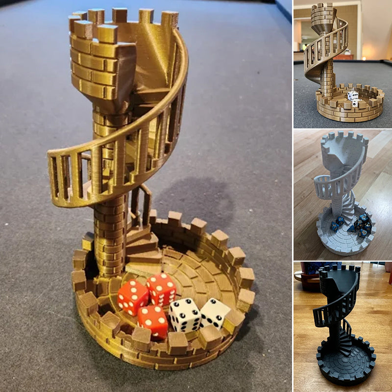 Dicemasters - 3D -gedruckter Würfel -Turm mit Wendeltreppe