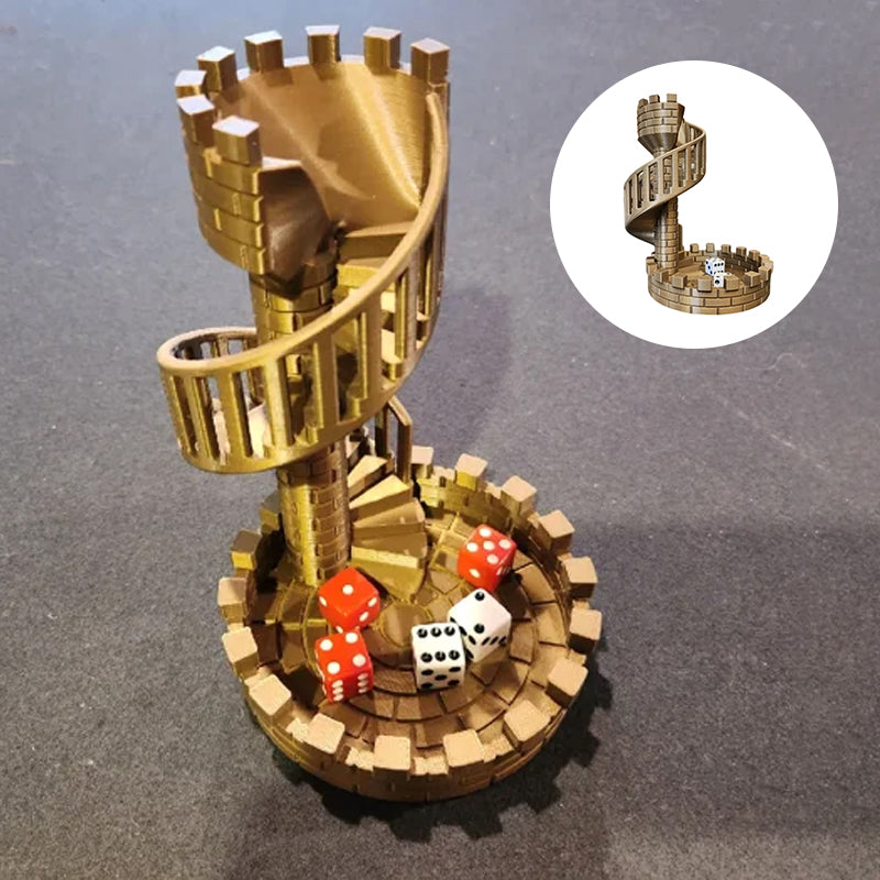 Dicemasters - 3D -gedruckter Würfel -Turm mit Wendeltreppe