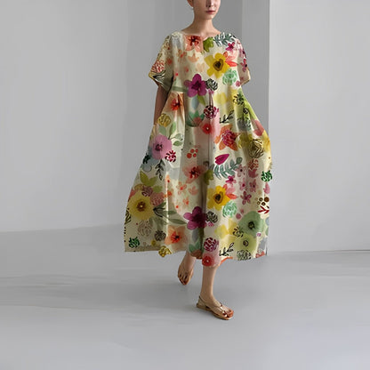 Adelia - Bohemian Dress with Floral Pattern