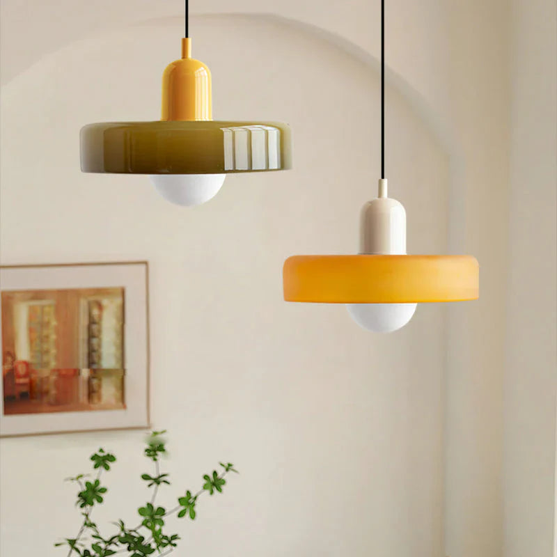 Bauhaus Pendant Light Made of Coloured Glass