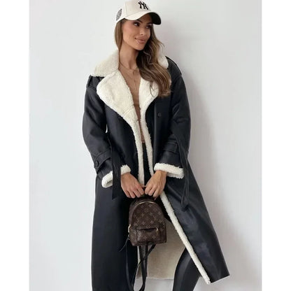 Caitlin – Stand Collar and Long Sleeves Wrap Coat