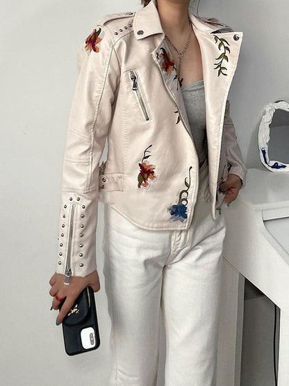 Kymber – Floral Pattern Leather Jacket
