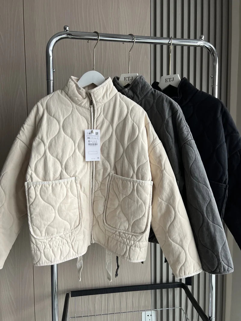 Pascale – Vintage Vatteret Jakke lavet af Bomuld