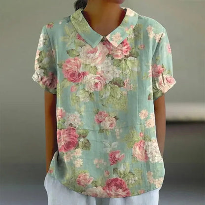 Susie™ - Blouse en Coton et Lin avec Imprimé Floral