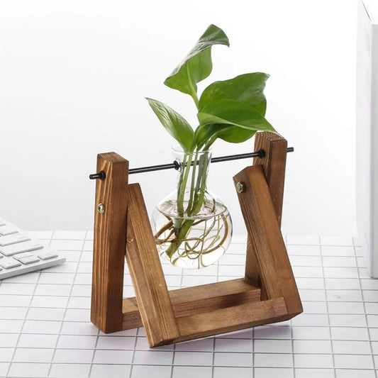 Hydroponische Bloempot met Houten Tafelblad Tray