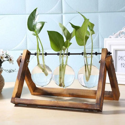 Hydroponische Bloempot met Houten Tafelblad Tray