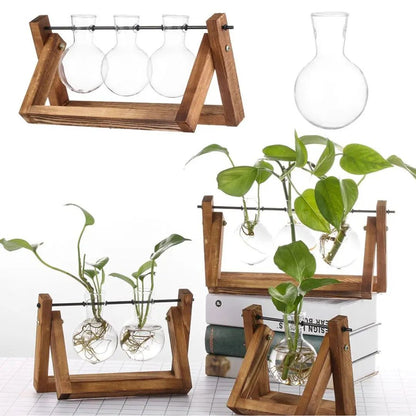 Hydroponische Bloempot met Houten Tafelblad Tray