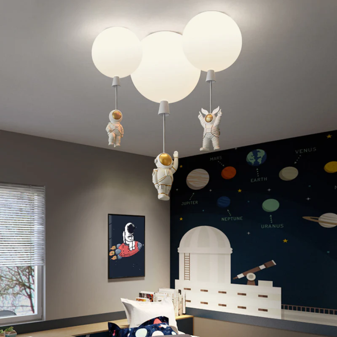 Trendy Maan/Astronaut Kinderkamer LED Plafondlamp -  CosmoGlow