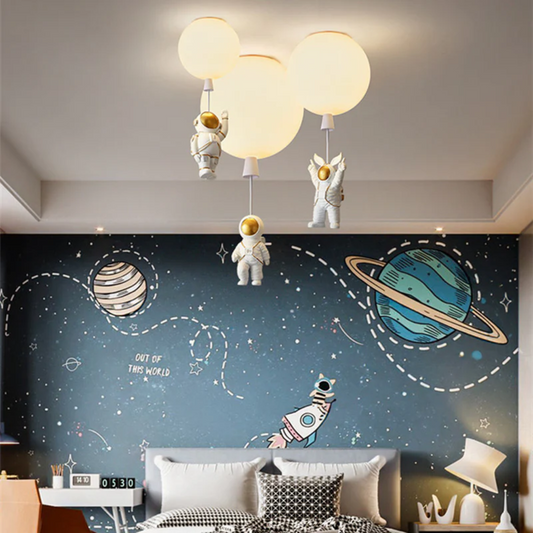 Trendy Maan/Astronaut Kinderkamer LED Plafondlamp -  CosmoGlow