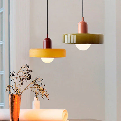 Bauhaus Pendant Light Made of Coloured Glass