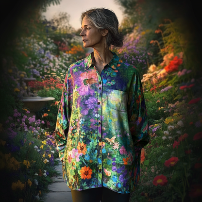 Luiza - Håndlavet Blomster Skjorte