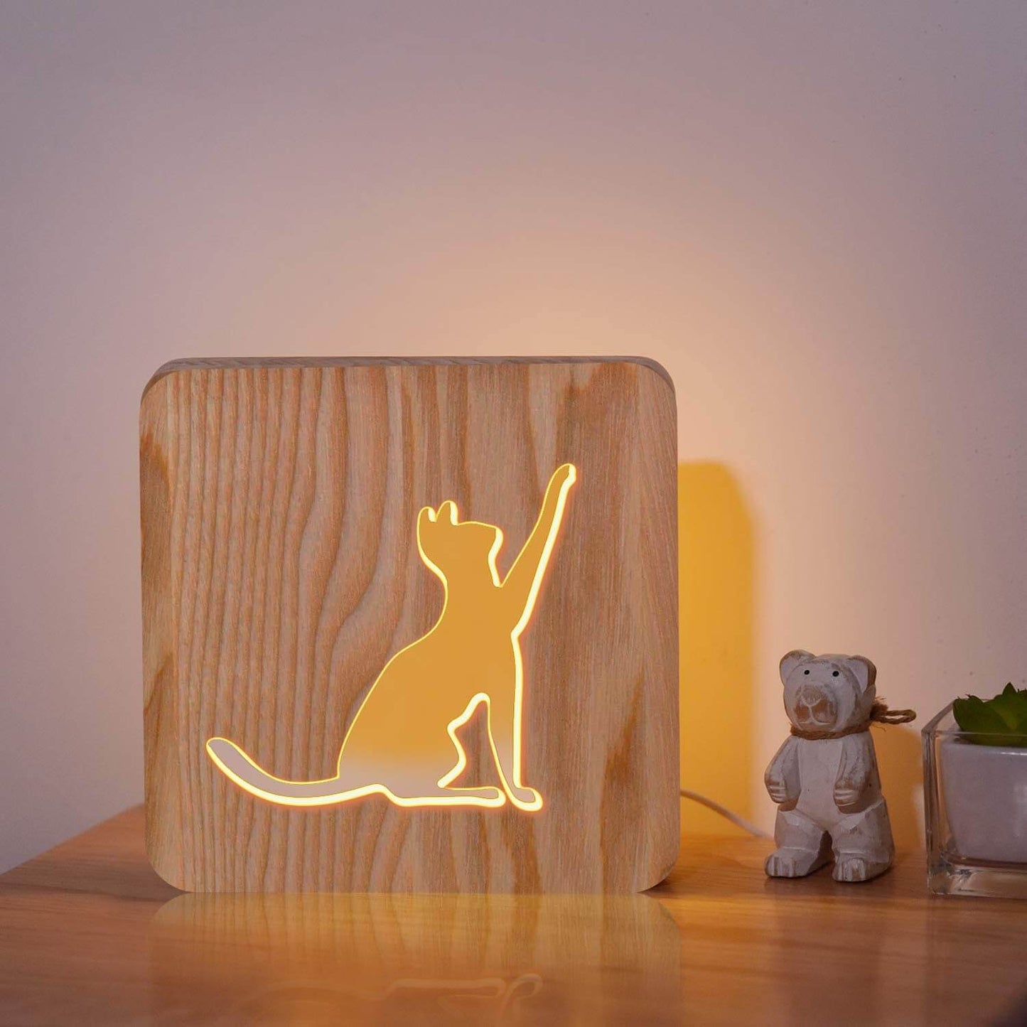 3D Houten Dier Lamp