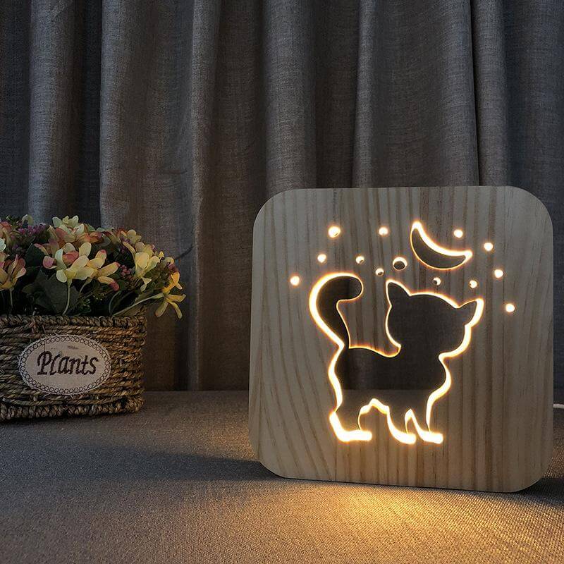 3D Houten Dier Lamp