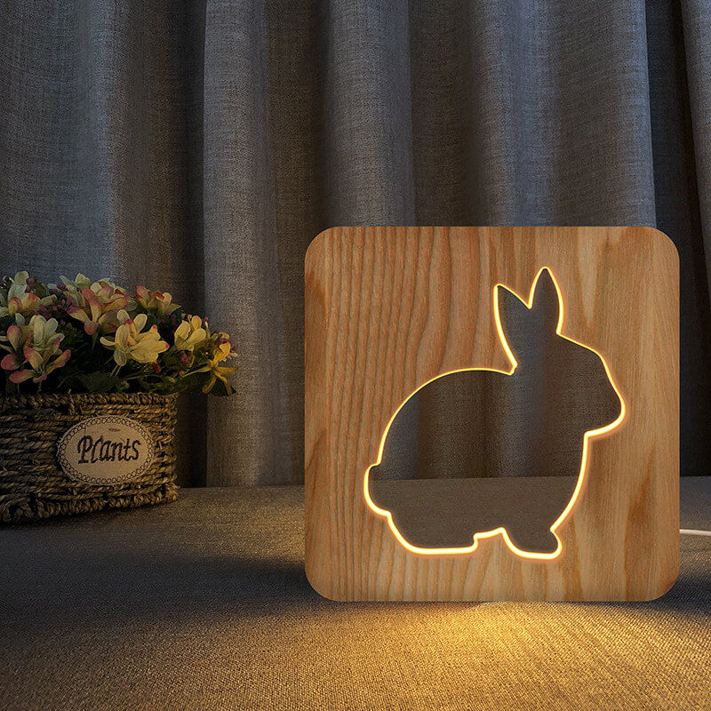 3D Houten Dier Lamp