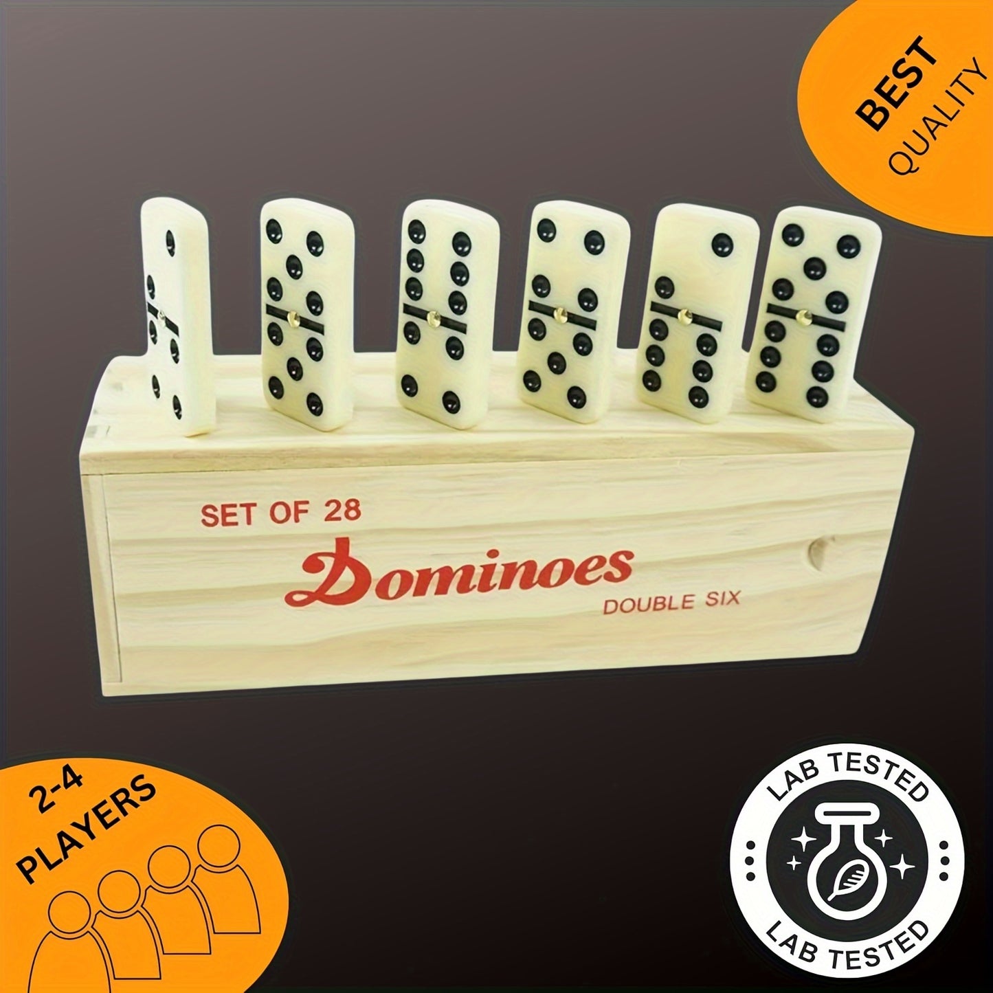 ClassicDomino - Double 6 Domino Set med trækasse