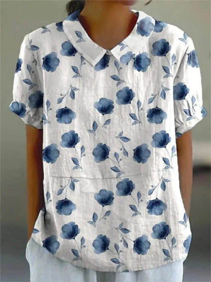 Susie™ - Blouse en Coton et Lin avec Imprimé Floral