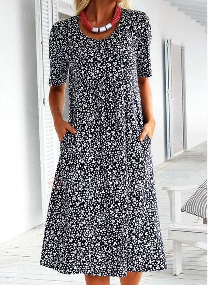 Alisha - Floral Dress with Round Neck