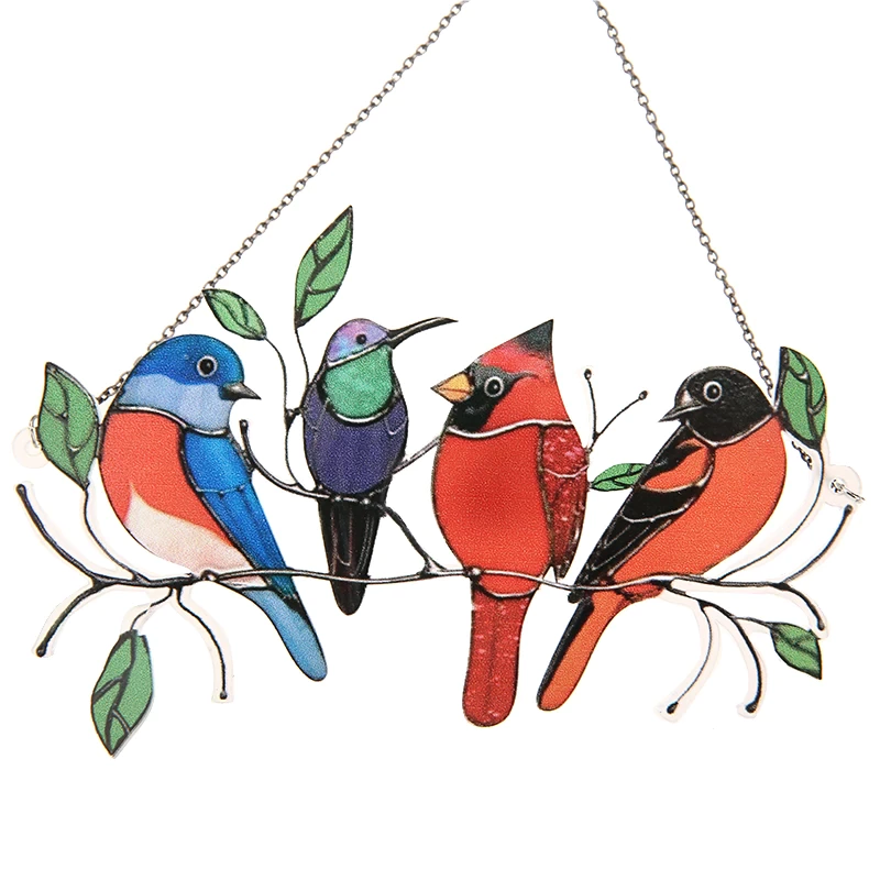 Vogels Gebrandschilderd Glas Raam Hangers