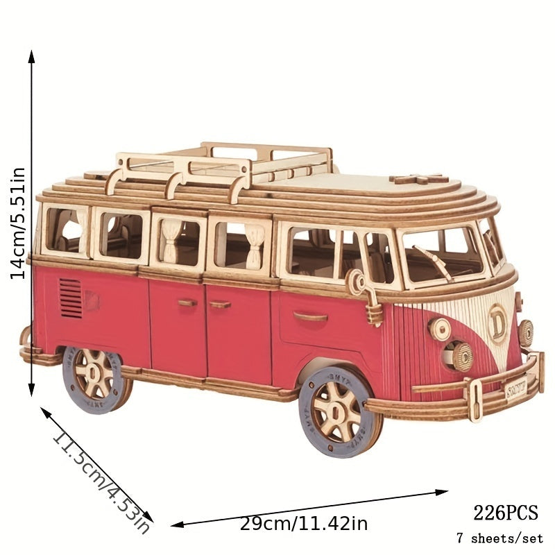 ArtiCraft - Houten 3D Puzzel Camper voor Kinderen en Volwassenen