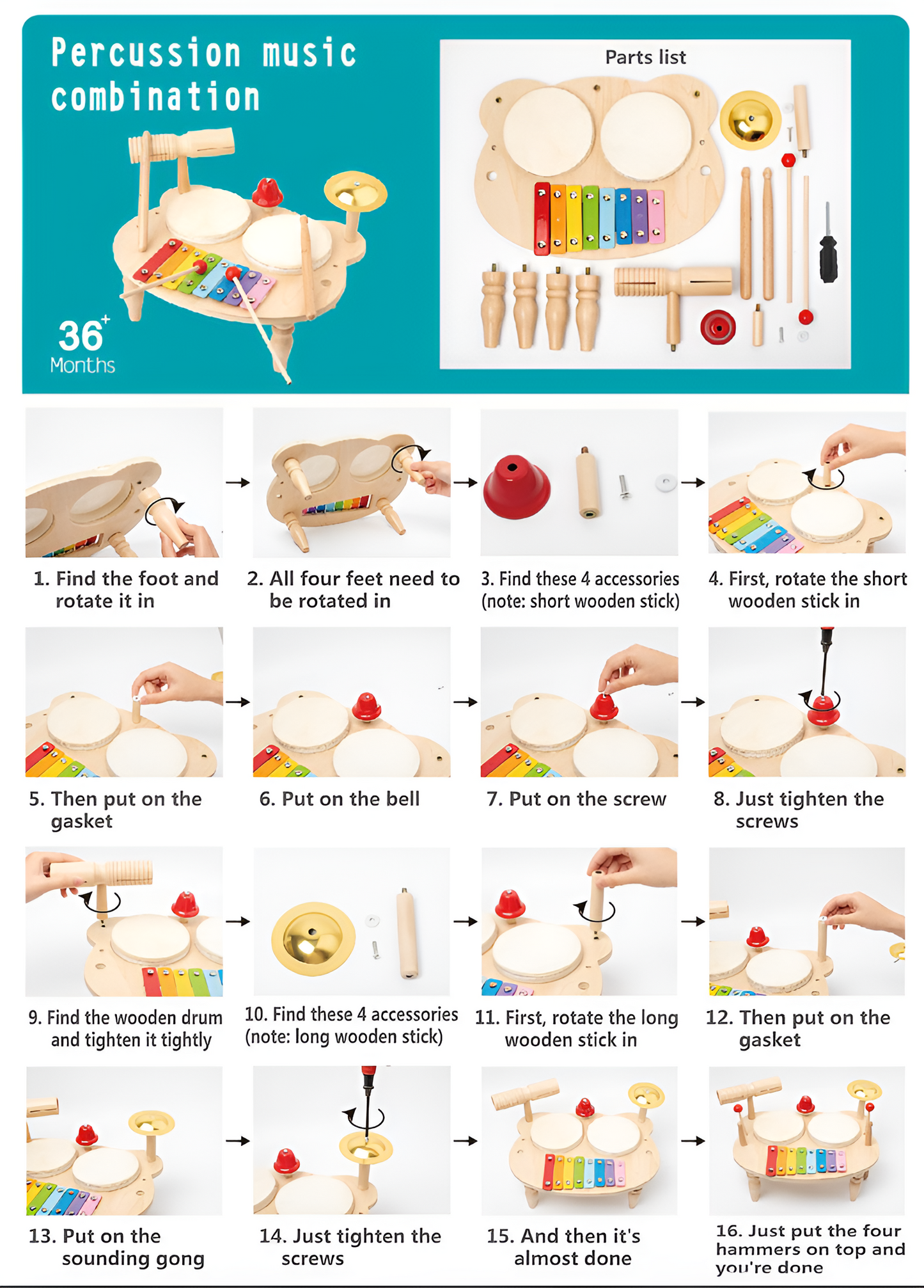 Montessori Træ Trommesæt