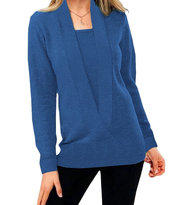 Dame Solid Farve Strikket Sweater