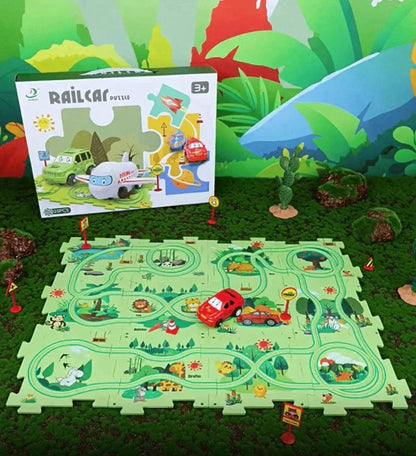 Ensemble de voitures de jouets - Mat de puzzle éducatif pour les enfants