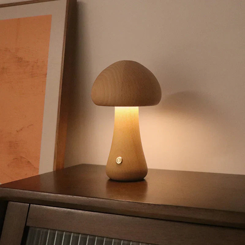 Houten Paddenstoel LED Nachtlampje - GlowShroom