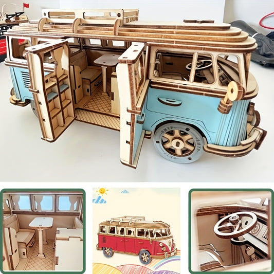 ArtiCraft - Houten 3D Puzzel Camper voor Kinderen en Volwassenen