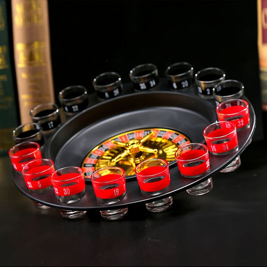 DrinkRoulette - Luxe Roulette Drinkspel Set met 16 Glazen