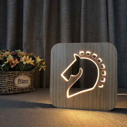 3D Houten Dier Lamp