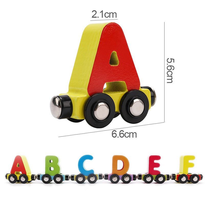 KinderSpeelTijd™ - Houten Magnetische Trein Alfabet & Cijfers