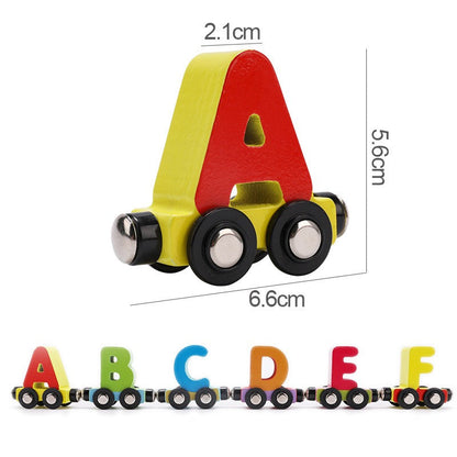 KinderSpeelTijd™ - Houten Magnetische Trein Alfabet & Cijfers