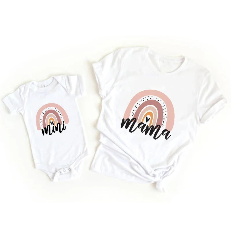 Mini Fashion™ - Mor & Datter - Matchende T-shirt & Romper