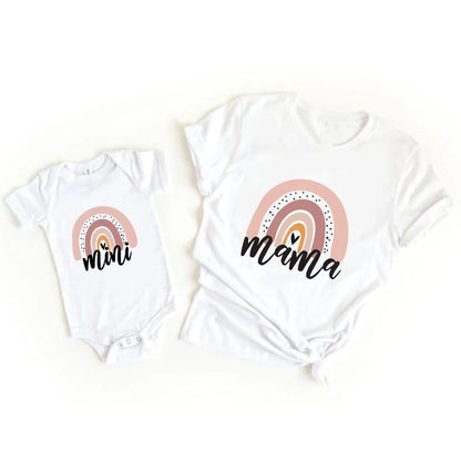 Mini Fashion™ - Mor & Datter - Matchende T-shirt & Romper