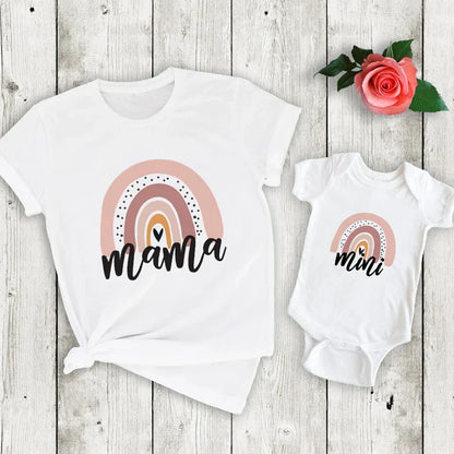 Mini Fashion™ - Mor & Datter - Matchende T-shirt & Romper
