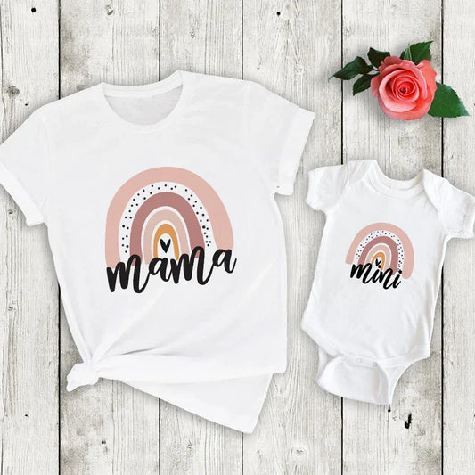 Mini Fashion™ - Mor & Datter - Matchende T-shirt & Romper