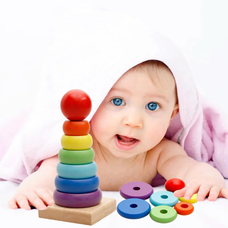 Rainbow Stacker™ – Bunte Turmspaß – Holzstapel-Turm