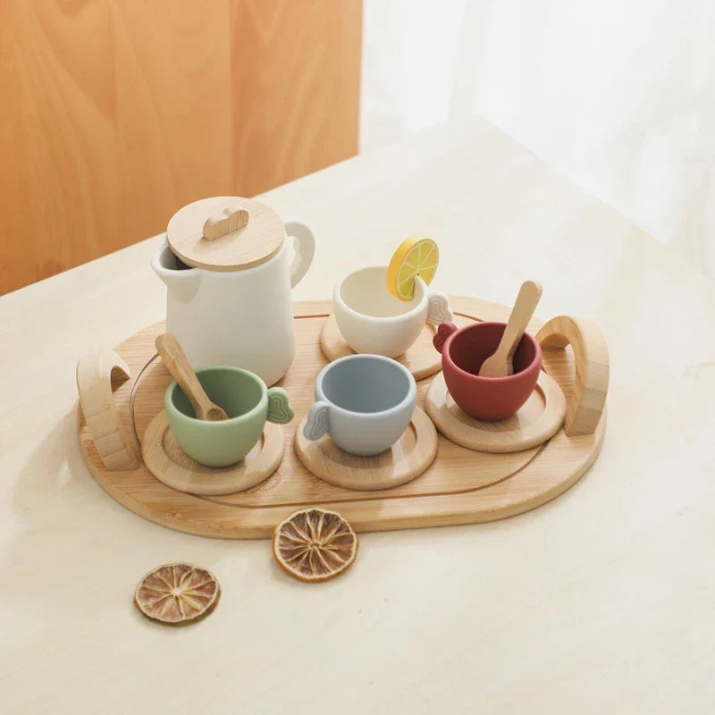 Woods™ - Hout & Silicoon - Speelgoed Theeset