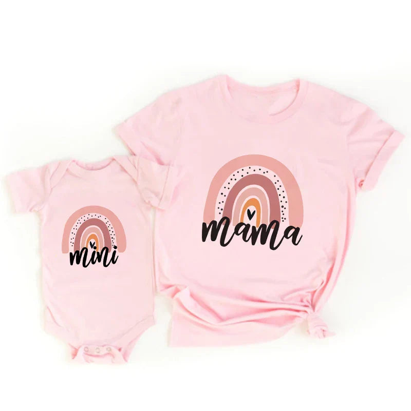 Mini Fashion™ - Mor & Datter - Matchende T-shirt & Romper