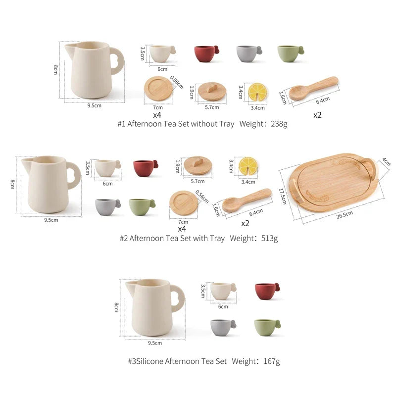 Woods™ - Hout & Silicoon - Speelgoed Theeset
