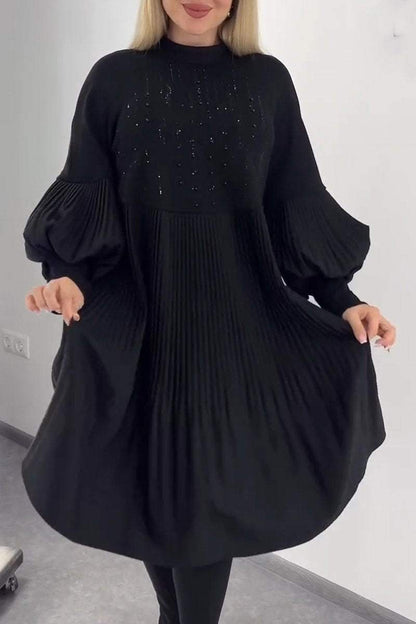 Adrienne - Tummy Covering Dress with Pleats