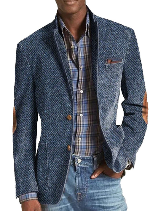 Elon - Casual Suede Blazer med Herringbone Mønster
