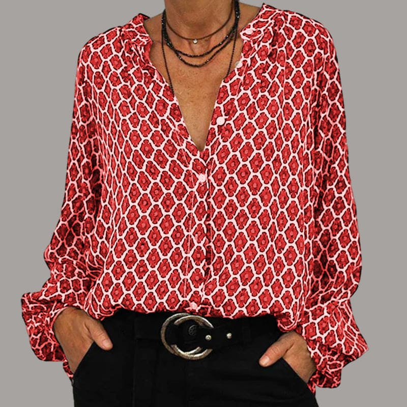 Geertje – Entspanntes Midi-Shirt mit V-Ausschnitt