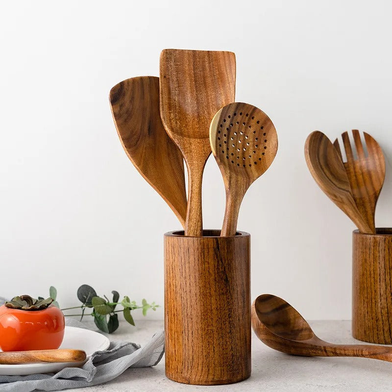WalnutCraft – Walnut Wood Kitchen Utensil Set (5 Pieces)