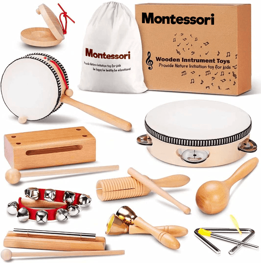 Montessori Træ Musik Instrumenter Sæt (10 Instrumenter)