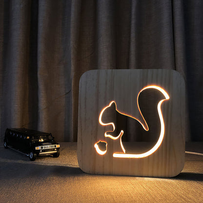 3D Houten Dier Lamp